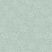 Zahara Seafoam Scandinavian Floral  Wallpaper