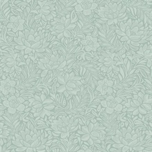 Zahara Seafoam Scandinavian Floral  Wallpaper
