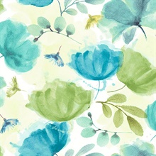 Zahra Turquoise Floral Wallpaper
