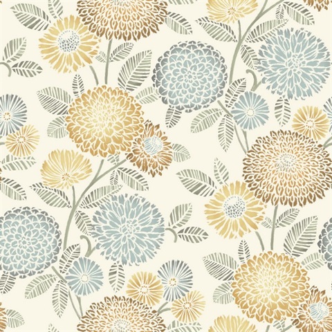 Zalipie Apricot Floral Trail Wallpaper