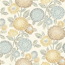 Zalipie Apricot Floral Trail Wallpaper