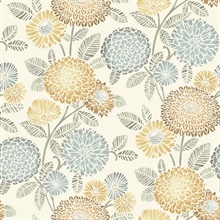 Zalipie Apricot Floral Trail Wallpaper