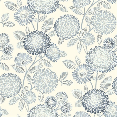 Zalipie Blue Floral Trail Wallpaper