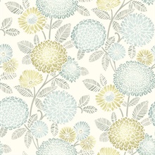 Zalipie Lime Floral Trail Wallpaper