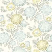 Zalipie Lime Floral Trail Wallpaper