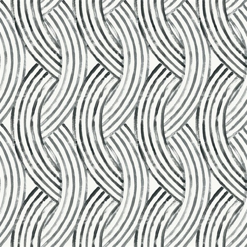 Zamora Black & White Intersecting Vertical Brushstrokes Wallpaper