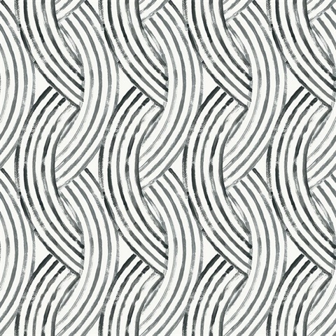Zamora Black & White Intersecting Vertical Brushstrokes Wallpaper