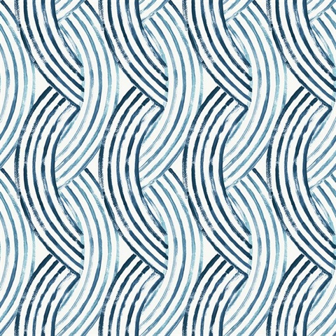 Zamora Blue Intersecting Vertical Brushstrokes Wallpaper