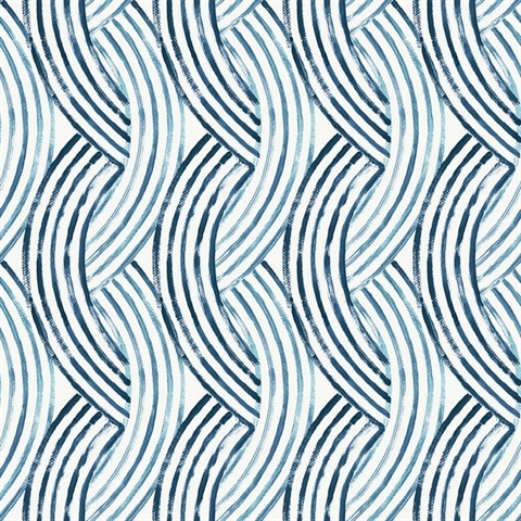 Zamora Blue Intersecting Vertical Brushstrokes Wallpaper