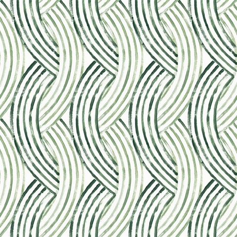 Zamora Green Intersecting Vertical Brushstrokes Wallpaper