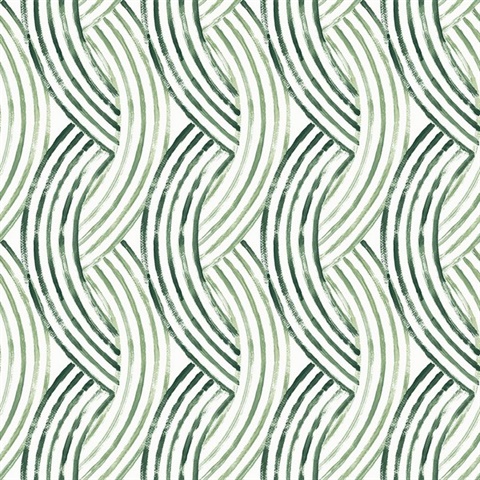 Zamora Green Intersecting Vertical Brushstrokes Wallpaper