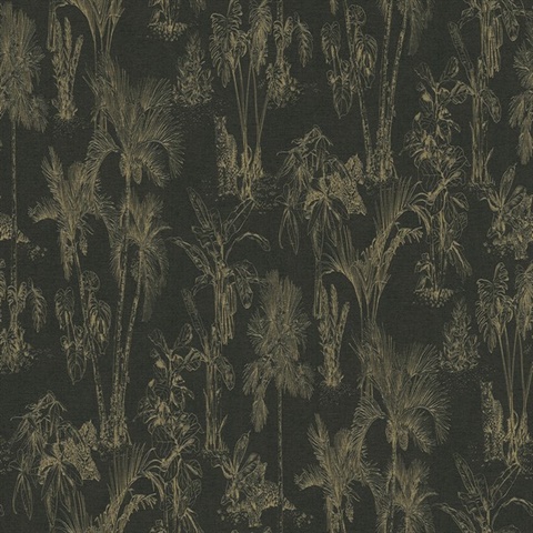 Zapata Gold Tropical Jungle w/ Leopard Wallpaper