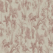 Zapata Merlot Tropical Jungle w/ Leopard Wallpaper