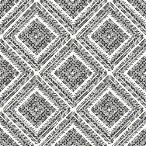 Zaya Black & White Tribal Southwest Diamonds Wallpaper