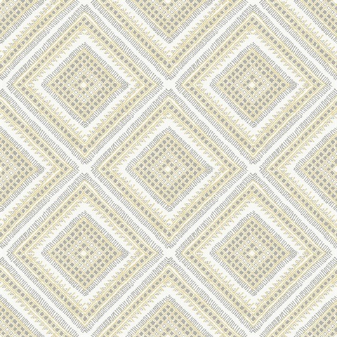 Zaya Light Yellow Tribal Southwest Diamonds Wallpaper