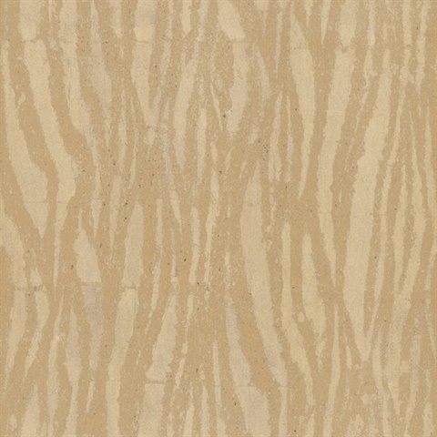Zebra Chic Antique Gold Metallic Stripe Wallpaper