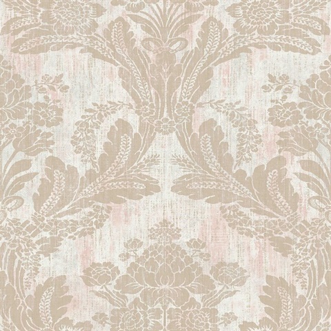 Zemi Light Pink Damask Wallpaper