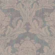 Zemi Teal Damask Wallpaper