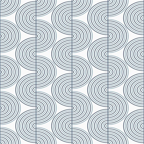 Zen Geo Geometric Prussian Blue Peel and Stick Wallpaper