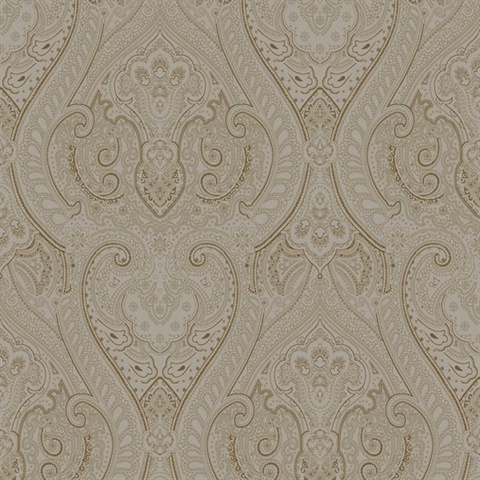 Zen Metalic Damask Wallpaper
