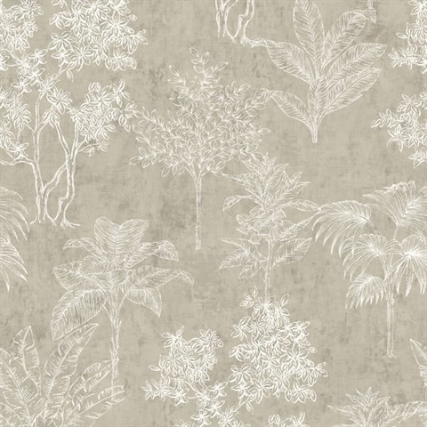 Zen Tropical Leaf Wallpaper