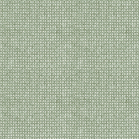 Zia Green Textured Basketweave Wallpaper