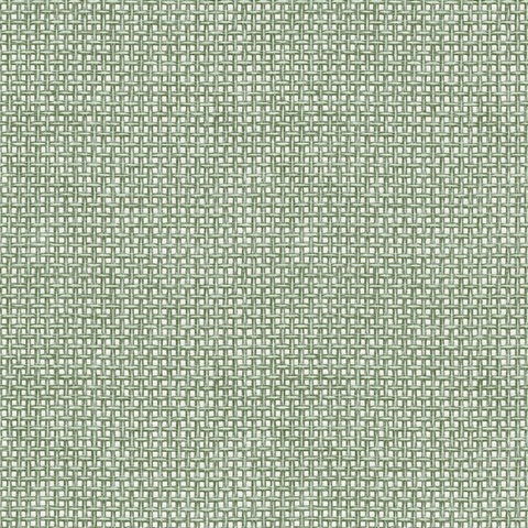 Zia Green Textured Basketweave Wallpaper