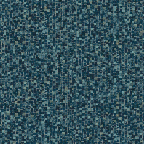 Ziggy Blue Stone Mosaic Wallpaper