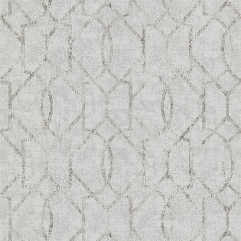 Ziva Platinum Metallic Trellis Wallpaper