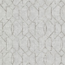 Ziva Platinum Metallic Trellis Wallpaper