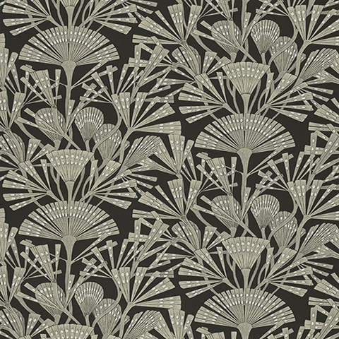 Zorah Black Botanical Wallpaper
