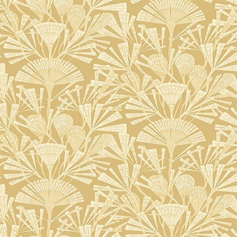 Zorah Mustard Botanical Wallpaper