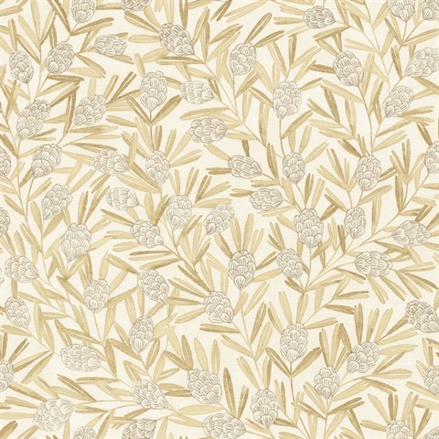 Zulma Gold Decorative Botanical Floral Wallpaper