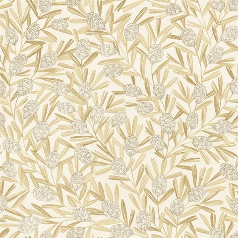 Zulma Gold Decorative Botanical Floral Wallpaper
