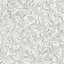 Zulma Grey Decorative Botanical Floral Wallpaper