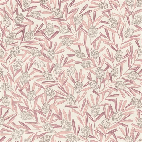 Zulma Pink Decorative Botanical Floral Wallpaper