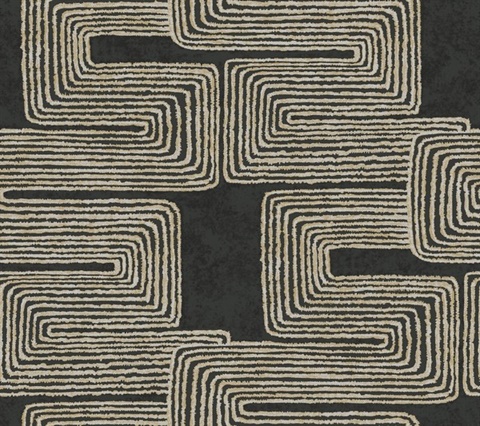 Zulu Thread Black & Gold Metallic Wallpaper