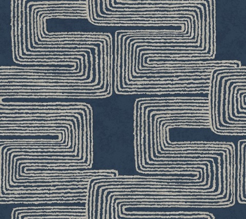 Zulu Thread Midnight & Silver Metallic Wallpaper
